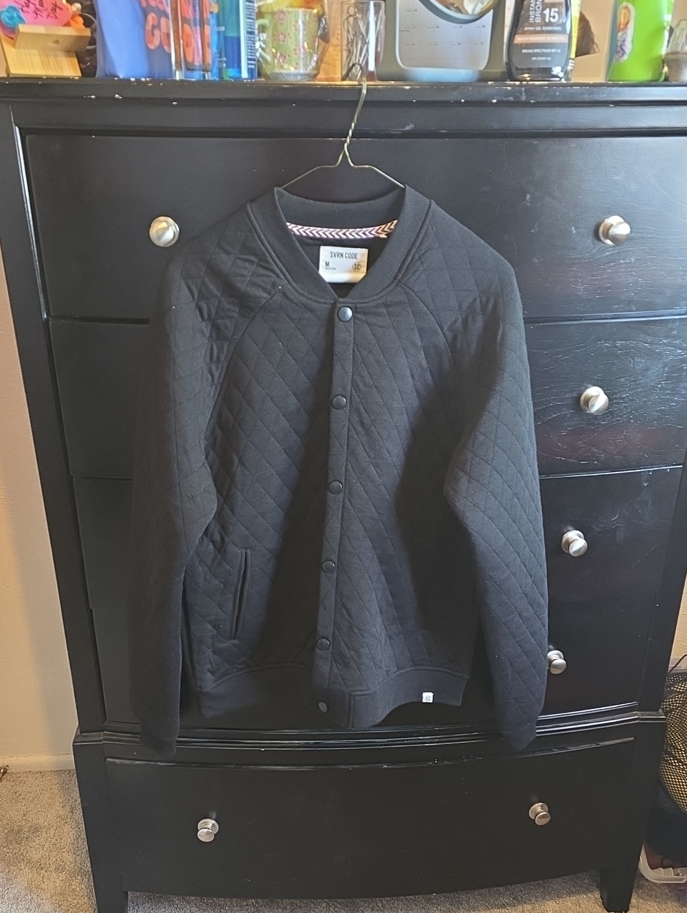 Quilted Bomber Jacket - Black